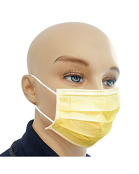Einmal-Mundschutz gelb, mit runden, latexfreien Ohrschlaufen (50 Stck.), ratiomed, medishop.de