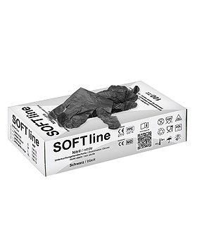 SOFT line Nitril U.-Handschuhe schwarz, Gr. XL unsteril puderfrei (100 Stck.), ratiomed, medishop.de