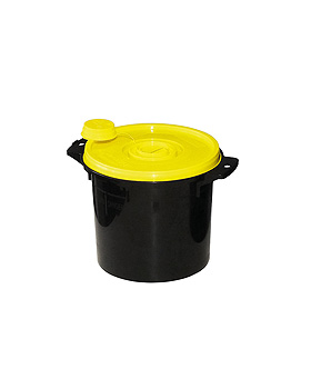 Kanlenabwurfbehlter schwarz 5,0 Ltr., gelber Deckel, ratiomed, medishop.de