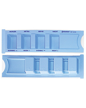 Medikamentendispenser ratiomed, blau, mit Beschriftung: deutsch/englisch,, ratiomed, medishop.de