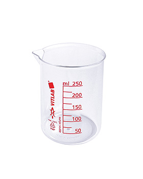 Griffinbecher, PMP, gedruckte rote Skala, 250 ml, Vitlab, medishop.de