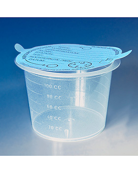 Urinbecher mit Selbstklebedeckel 100 ml, 1000 Stück, ratiomed, medishop.de