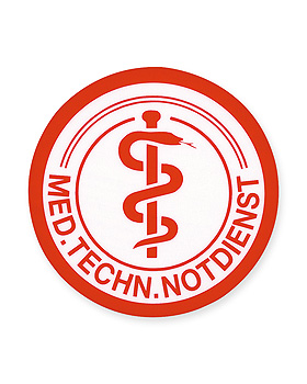 Schild: Med.Techn. Notdienst, ratiomed, medishop.de