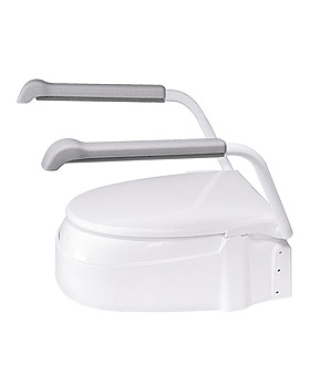 Toilettensitzerhöhung weiß, mit Armlehnen und Deckel, ratiomed, medishop.de