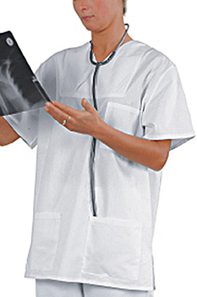 Kasack Typ Basel wei, Gr. M = II Gr. 42/44 (Damen), 48/50 (Herren), ratiomed, medishop.de