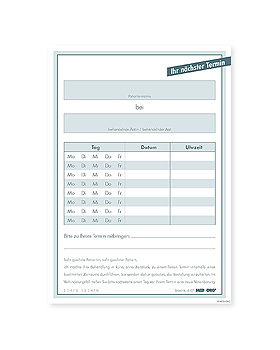 Terminzettel A6 hoch (500 Stck.), Med + Org, medishop.de