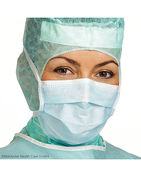 OP-Gesichtsmasken Standard blau, mit Bndern (60 Stck.), Mlnlycke Health Care, medishop.de