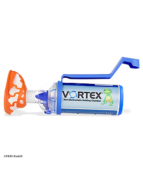 VORTEX Inhalierhilfe mit Babymaske Kfer (orange), Pari, medishop.de