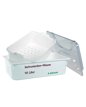 Helipur Instrumentenwanne 10 Ltr. mit Siebeinsatz und Deckel, B.Braun, medishop.de