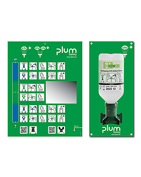 Plum Augensplstation mit 1 Flasche, inkl. Wandhalter und Piktogramm, Plum Deutschland, medishop.de
