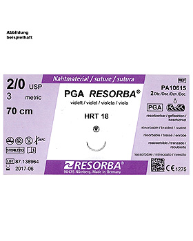 PGA-RESORBA HRT 18 4/0=1,5 violett, Nahtmaterial Fadenlnge 70 cm (24 Stck.), Resorba Wundversorgung, medishop.de