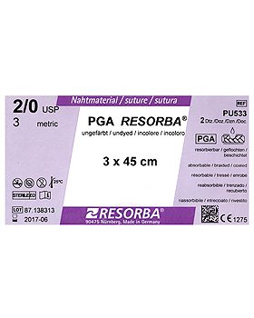 PGA-RESORBA 2/0=3 ungefrbt, Nahtmaterial Fadenlnge 3x45cm (24Stck.), Resorba Wundversorgung, medishop.de