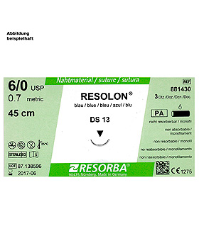 RESOLON DS 13 4/0=1,5 blau monofil, Nahtmaterial Fadenlnge 45 cm (36 Stck.), Resorba Wundversorgung, medishop.de