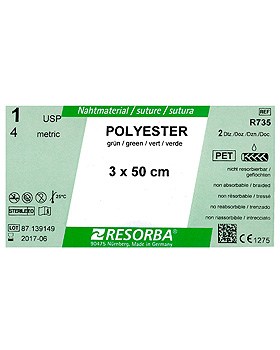 POLYESTER 1=4 gr�n geflochten, Nahtmaterial Fadenl�nge 3x50cm (24Stck.), Resorba Wundversorgung, medishop.de