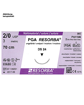PGA-RESORBA DS 18 3/0=2 ungefrbt, Nahtmaterial Fadenlnge 45 cm (24 Stck.), Resorba Wundversorgung, medishop.de