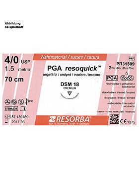 PGA-RESOQUICK DSM 18 4/0=1,5, ungefrbt, Nahtmaterial Fadenlnge 70 cm (24 Stck.), Resorba Wundversorgung, medishop.de