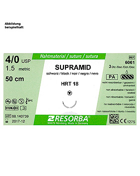 SUPRAMID HRT 18 3/0=2 schwarz, Nahtmaterial Fadenlnge 75 cm (36 Stck.), Resorba Wundversorgung, medishop.de