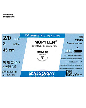 MOPYLEN DSM 18 4/0=1,5 blau monofil, Nahtmaterial Fadenlnge 45 cm (36 Stck.), Resorba Wundversorgung, medishop.de