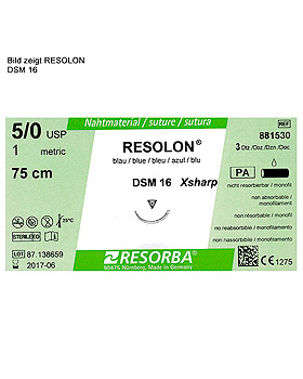 RESOLON DSM 16 5/0=1 blau monofil, Nahtmaterial Fadenlnge 45 cm (36 Stck.), Resorba Wundversorgung, medishop.de