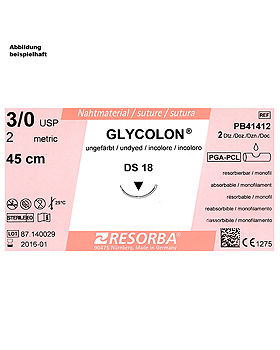 GLYCOLON DS 18 3/0=2 ungefärbt, Nahtmaterial Fadenlänge 70 cm (24 Stck.), Resorba Wundversorgung, medishop.de
