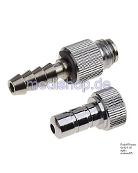 Schlauchverschraubung Teil I (kurz) und Teil II (lang), verchromt, Riester, medishop.de