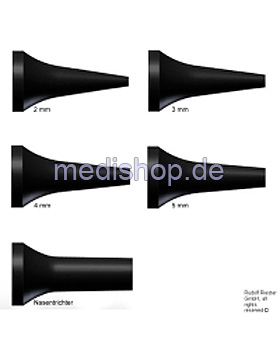 Ohrtrichter, wiederverwendbar,  5 mm, schwarz (10 Stck.), Riester, medishop.de