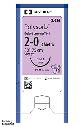 Polysorb geflochten CV-25 3/0=2 violett Nahtmaterial Fadenlänge 75 cm (36 Stck.), Covidien, medishop.de
