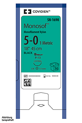 Monosof P-11 4/0=1,5 schwarz Nahtmaterial Fadenlänge 45 cm (36 Stck.), Covidien, medishop.de