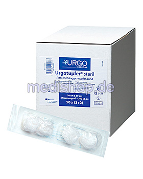 Urgotupfer, steril, pflaumengro, 20 x 20 cm (2+2) (200 Stck.), Urgo, medishop.de