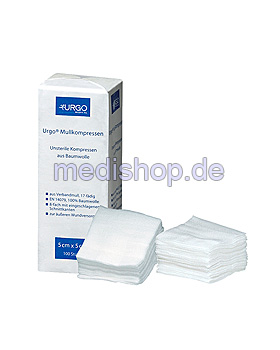 Urgo Mullkompressen 8-fach unsteril, 5 x 5 cm (100 Stck.), Urgo, medishop.de