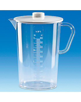 Sammelgef, SAN, mit Deckel, PC, erhabene Skala, 2000 ml, Vitlab, medishop.de