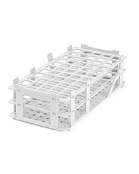 Reagenzglasgestell, PP, 55 Pltze, fr Glser bis  18 mm, wei, Vitlab, medishop.de