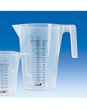 Messbecher stapelbar, PP, 2000 ml, schwarze Skala, beidseitig bedruckt, Vitlab, medishop.de