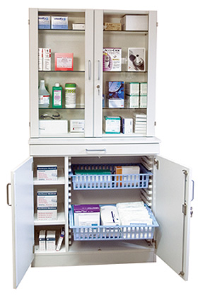 Medikamenten- und Verbandmittelschrank wei mit Glastren, Streckenlieferung, Wagner, medishop.de