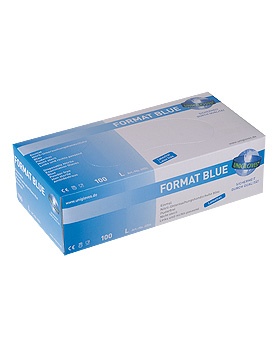 Handschuhe FORMAT BLUE Gre S (6-7), puder und latexfrei, 100 Stck, UNIGLOVES, medishop.de