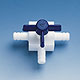 Dreiweg-Hahn mit Oliven, PTFE, für Schlauch-Innen-Ø 6 mm, Bohrung 3 mm